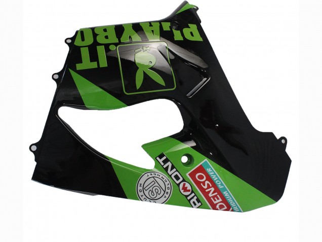 2000-2001 Kawasaki ZX9R Motorcycle Fairings - Green Black Playboy DENSO UK