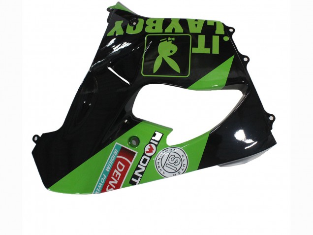 2000-2001 Kawasaki ZX9R Motorcycle Fairings - Green Black Playboy DENSO UK