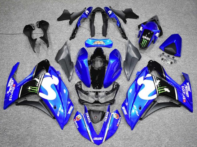 2015-2018 Yamaha YZF R3 Motorcycle Fairings - Blue Black Green Monster UK