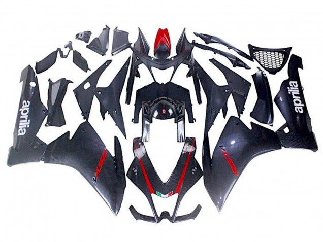 2009-2015 Aprilia RSV4 1000 Motorcycle Fairings - Black Faux Carbon Fiber Red UK