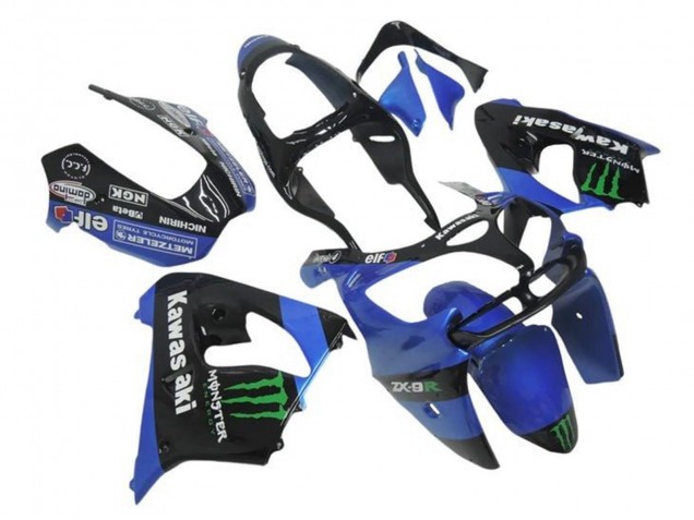 2000-2001 Kawasaki ZX9R Motorcycle Fairings - Blue Black Green Monster UK