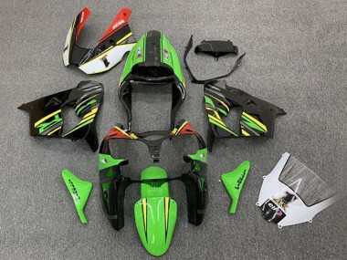 Best 2002-2003 Kawasaki ZX9R Motorcycle Fairings - Green Black Yellow Orange UK