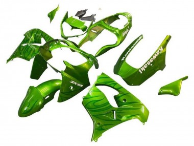 Best 2002-2003 Kawasaki ZX9R Motorcycle Fairings - Green Flame UK