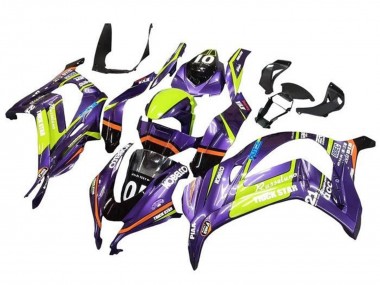 Best 2016-2020 Kawasaki ZX10R Motorcycle Fairings - Purple Yellow Trick Star Kobelco UK