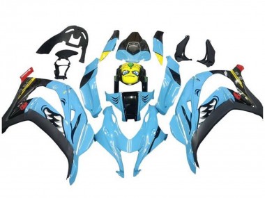 Best 2016-2020 Kawasaki ZX10R Motorcycle Fairings - Light Blue Yellow Shark UK