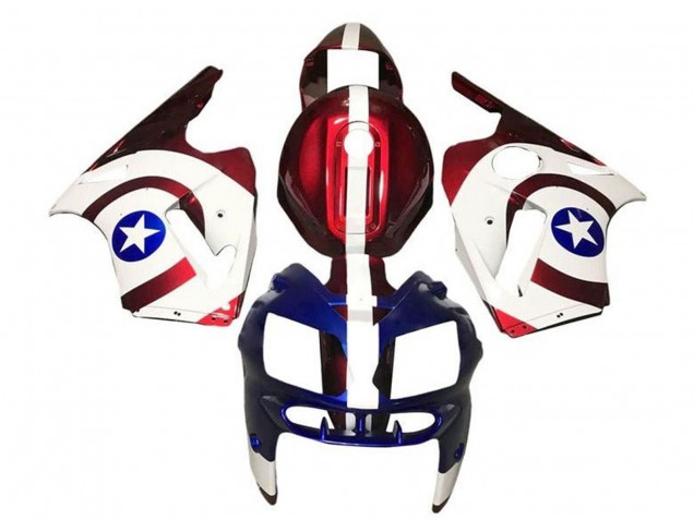 2000-2001 Kawasaki ZX12R Motorcycle Fairings - Candy Red White Blue Captain America UK