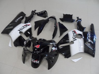 Best 2002-2006 Kawasaki ZX12R Motorcycle Fairings - Glossy Black White Red West Mobil 4 UK