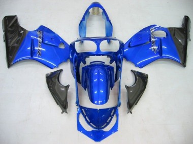 Best 2002-2006 Kawasaki ZX12R Motorcycle Fairing - Blue Glossy Black UK