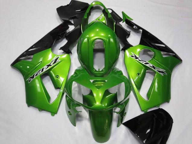2002-2006 Kawasaki ZX12R Motorcycle Fairings - Green Glossy Black UK