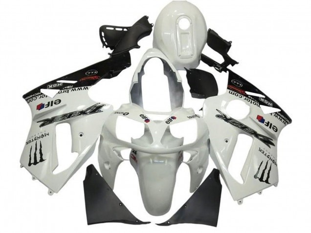2002-2006 Kawasaki ZX12R Motorcycle Fairings - Pearl White Black Elf Monster UK