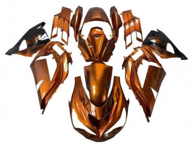 Best 2012-2024 Kawasaki ZX14R ZZR1400 Motorcycle Fairings - Rust Orange Flame UK
