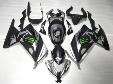 Best 2013-2024 Kawasaki EX300 Motorcycle Fairings - Matte Black Silver Green Monster UK