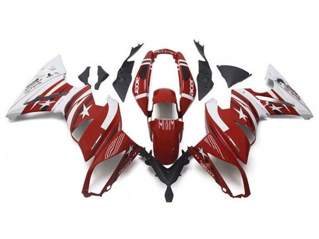 2009-2011 Kawasaki Ninja 650 EX650 Motorcycle Fairings - Red White Star Acer UK