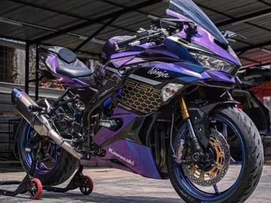 Best 2019-2025 Kawasaki ZX25R ZX-25R Motorcycle Fairings - Purple Blue Gold Gradient Honeycomb UK