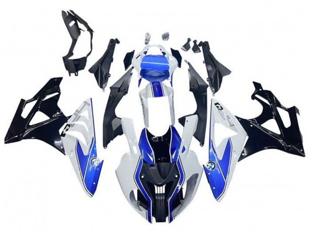 2009-2014 BMW S1000RR Motorcycle Fairings - White Blue Glossy Black HP UK