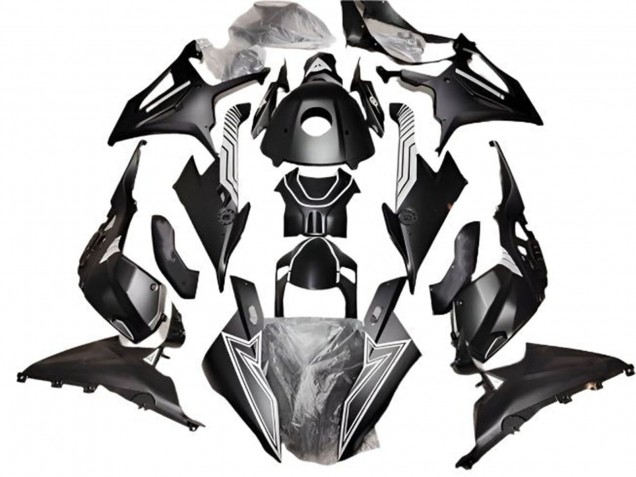 2019-2022 BMW S1000RR Motorcycle Fairings - Matte Black White Lines UK