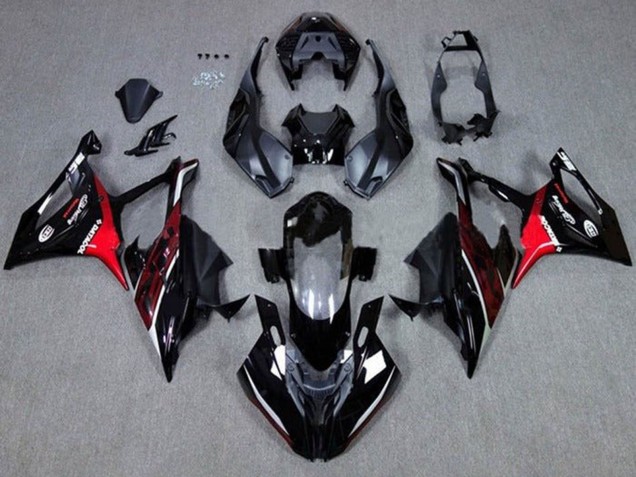 2019-2022 BMW S1000RR Motorcycle Fairings - Black Dark Red Red UK