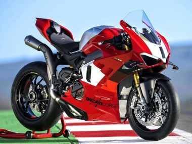 Best 2022-2024 Ducati Panigale V4 V4S Motorcycle Fairings - Silver White Red Corse UK