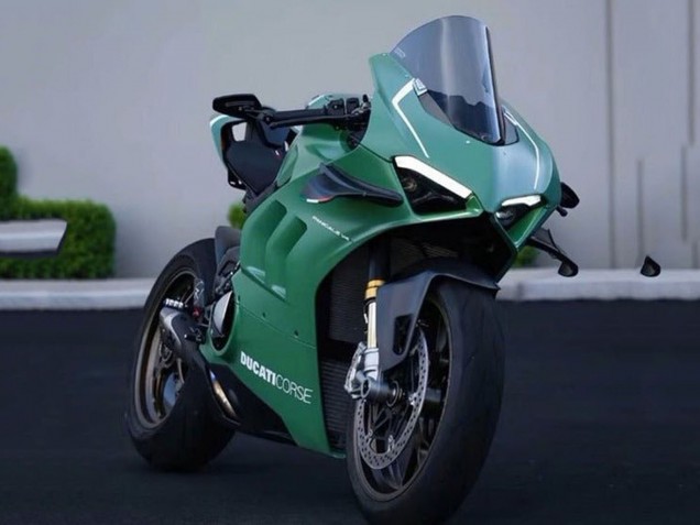 2020-2021 Ducati Panigale V4 V4S Motorcycle Fairings - Matte Green White UK
