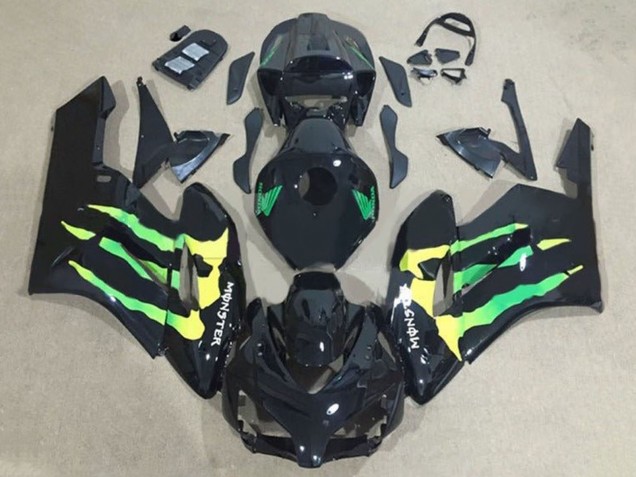 2004-2005 Honda CBR1000RR Motorcycle Fairings - Glossy Black Green Yellow Monster UK