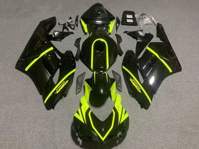 2004-2005 Honda CBR1000RR Motorcycle Fairings - Glossy Black High Viz Yellow Stripe UK