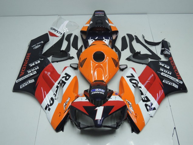 2004-2005 Honda CBR1000RR Motorcycle Fairings - Orange White Red Glossy Black Repsol RCV 1 UK