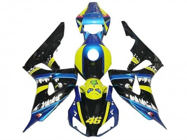 Best 2006-2007 Honda CBR1000RR Motorcycle Fairings - Blue Yellow Glossy Black Shark 46 UK