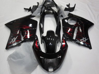 Best 1996-2007 Honda CBR1100XX Blackbird Motorcycle Fairing - Glossy Black Red Flame UK
