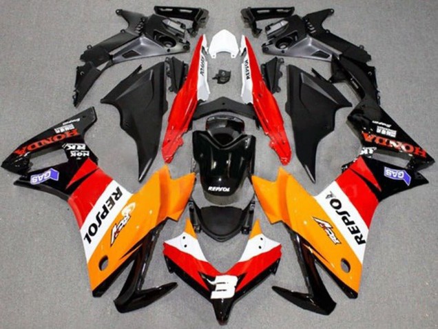 2013-2015 Honda CBR500R Motorcycle Fairings - Orange White Red Glossy Black Repsol UK