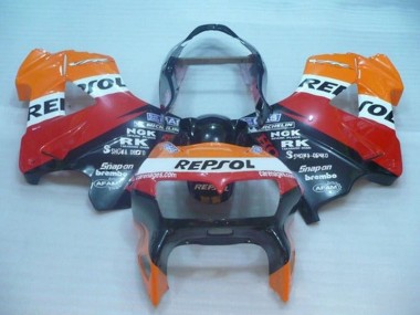 Best 1998-2001 Honda VFR 800 Motorcycle Fairings - Orange White Red Black Repsol UK