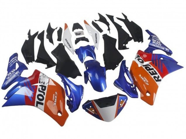 2011-2015 Honda CBR250RR Motorcycle Fairings - Orange White Red Blue Repsol UK