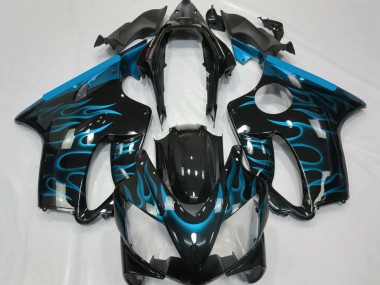Best 2004-2007 Honda CBR600 F4i Motorcycle Fairings - Glossy Black Light Blue Flame UK