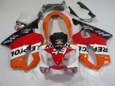 Best 2004-2007 Honda CBR600 F4i Motorcycle Fairings - Orange White Red Glossy Black Repsol 93 UK