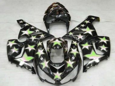 Best 2005-2006 Kawasaki ZX6R Motorcycle Fairings - Black Green Star UK