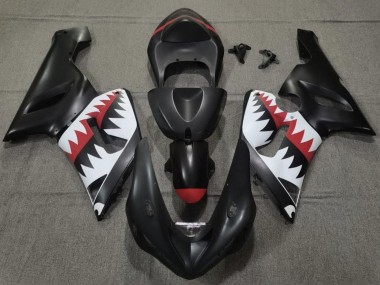 Best 2005-2006 Kawasaki ZX6R Motorcycle Fairings - Matte Black White Red Shark UK