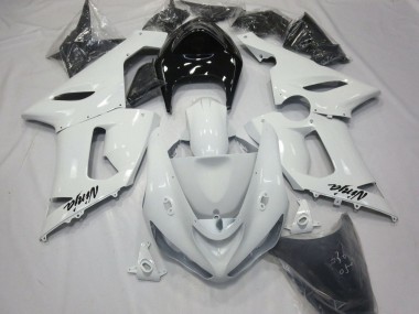 Best 2005-2006 Kawasaki ZX6R Motorcycle Fairings - White Black UK