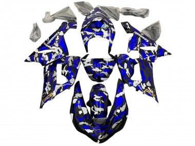 Best 2005-2006 Kawasaki ZX6R Motorcycle Fairings - Blue Camouflage UK