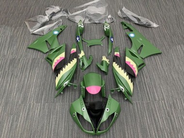 Best 2009-2012 Kawasaki ZX6R Motorcycle Fairings - Yellow Pink Matte Green Shark UK