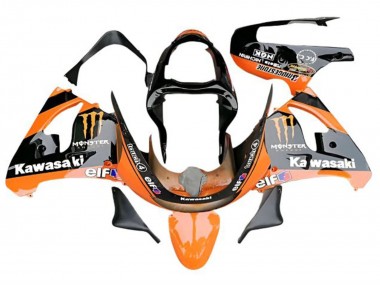 Best 2009-2012 Kawasaki ZX6R Motorcycle Fairings - Orange Glossy Black Elf Monster UK