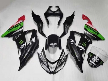 Best 2013-2018 Kawasaki ZX6R Motorcycle Fairings - Matte Black Green Red White Monster Snow UK