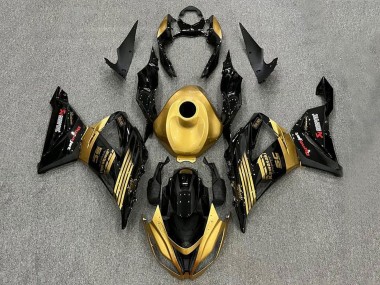 Best 2013-2018 Kawasaki ZX6R Motorcycle Fairings - Gold Glossy Black UK