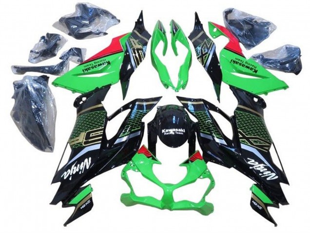 2019-2022 Kawasaki ZX6R Motorcycle Fairings - Green Red Glossy Black Honeycomb UK
