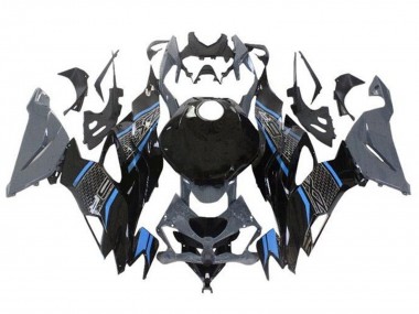 Best 2019-2022 Kawasaki ZX6R Motorcycle Fairings - Grey Blue Black Honeycomb UK