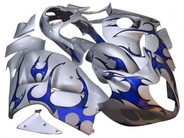 1996-2007 Suzuki GSXR 1300 Hayabusa Motorcycle Fairings - Silver Blue Tribal UK