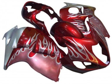 Best 1996-2007 Suzuki GSXR1000 Motorcycle Fairings - Red Silver Flame UK