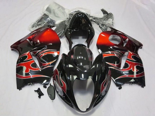 1996-2007 Suzuki GSXR1000 Motorcycle Fairings - Glossy Black Red Tribal UK
