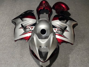 Best 1996-2007 Suzuki GSXR1000 Motorcycle Fairings - Silver Candy Red UK