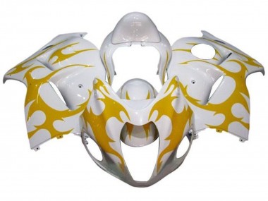 Best 2008-2020 White Yellow Tribal Suzuki GSXR 1300 Hayabusa Motorcycle Fairings UK