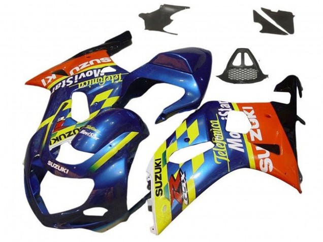 2000-2002 Suzuki GSXR1000 Motorcycle Fairings - Blue Yellow Red Telefumica Motul UK