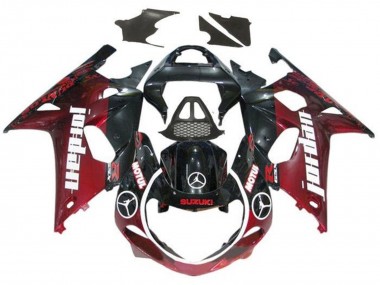Best 2000-2002 Suzuki GSXR1000 Motorcycle Fairings - Glossy Black Dark Red Jordan UK